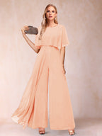 Coralie peach front view mother of the bride outfit