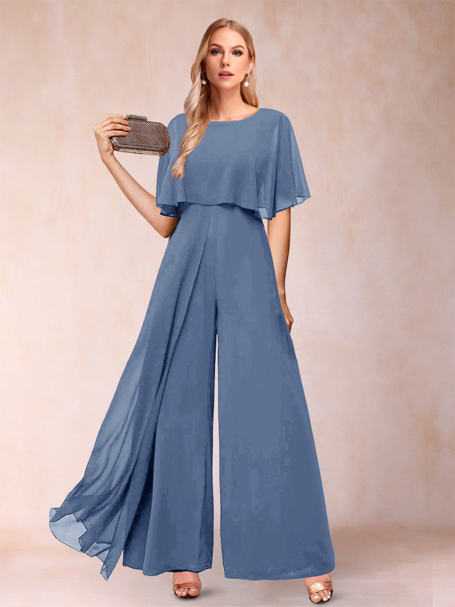 Coralie steel blue front view mother of the bride outfit