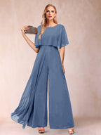 Coralie steel blue front view mother of the bride outfit