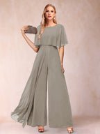 Coralie taupe front view mother of the bride outfit
