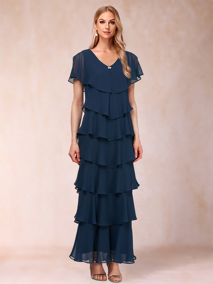 Mirabelle Dawn Navy Blue front view mother of the bride dress