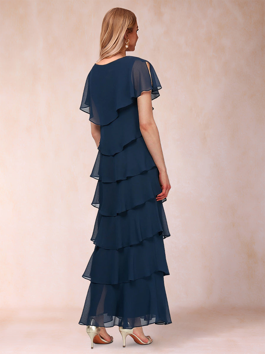 Mirabelle Dawn Navy Blue back view mother of the bride dress