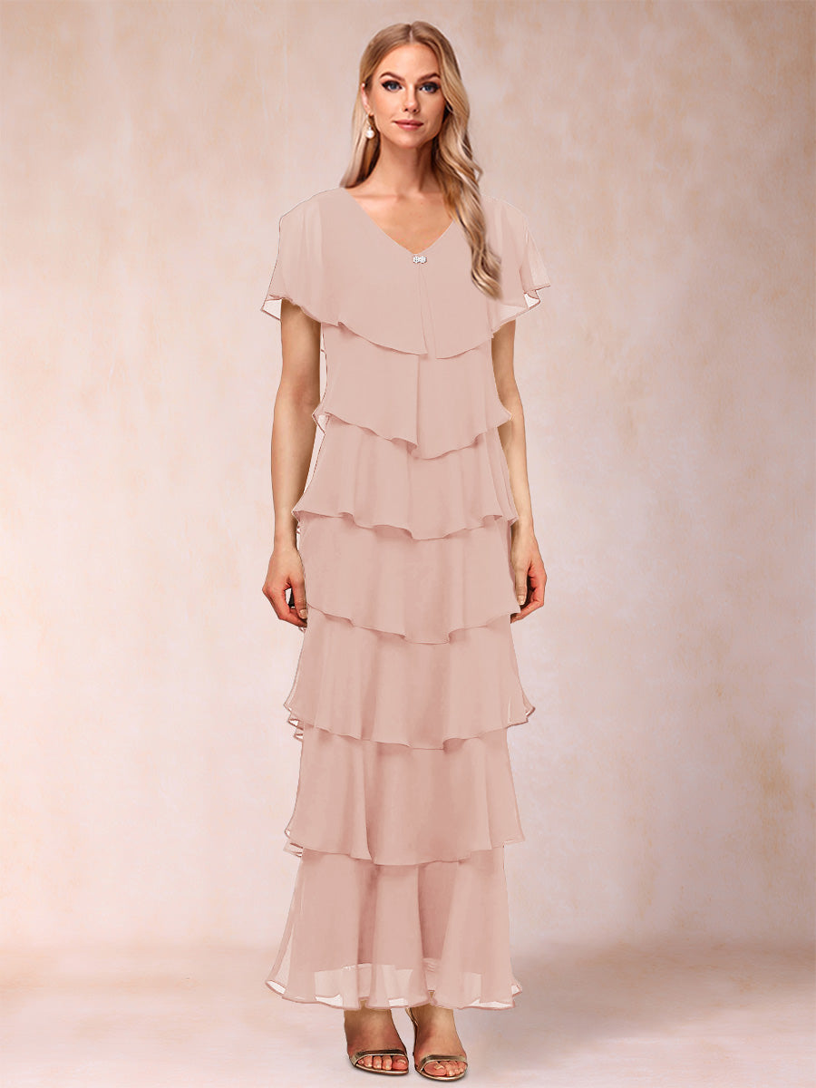 Mirabelle Dawn Blush front view mother of the bride dress