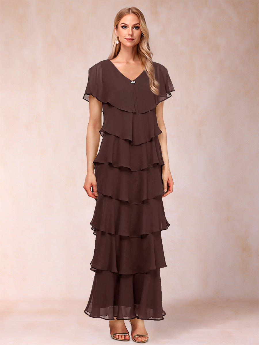 Mirabelle Dawn Brown front view mother of the bride dress