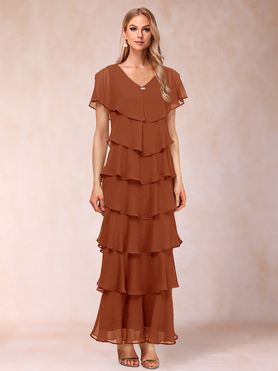 Mirabelle Dawn Burnt Orange front view mother of the bride dress