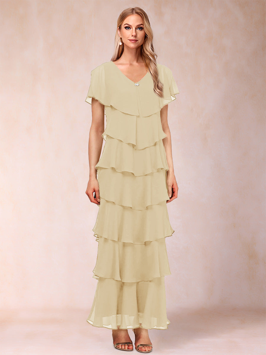 Mirabelle Dawn Champagne front view mother of the bride dress