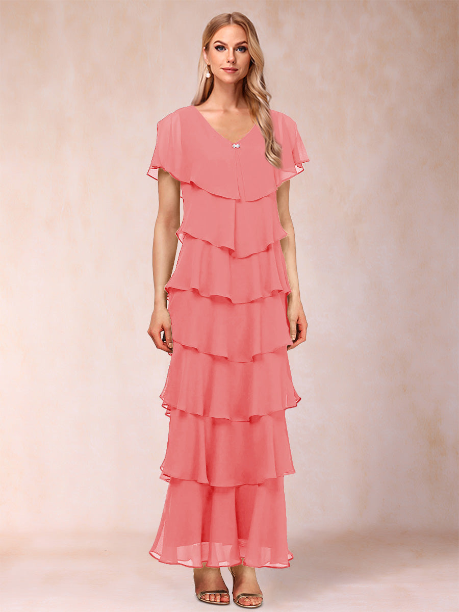 Mirabelle Dawn Coral back view mother of the bride dress