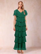 Mirabelle Dawn Hunter Green front view mother of the bride dress