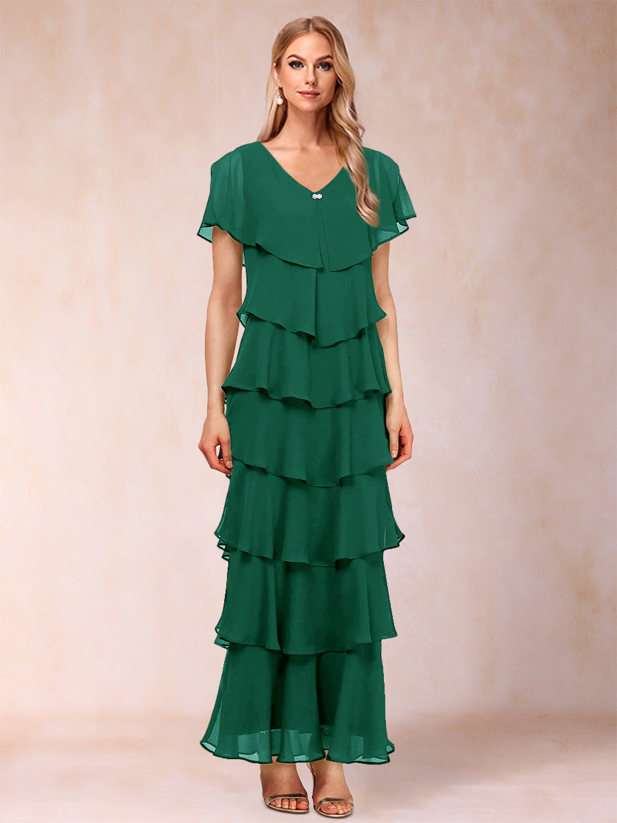 Mirabelle Dawn Hunter Green front view mother of the bride dress