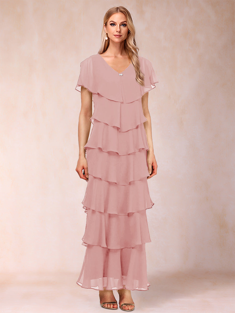 Mirabelle Dawn Dusty Rose back view mother of the bride dress