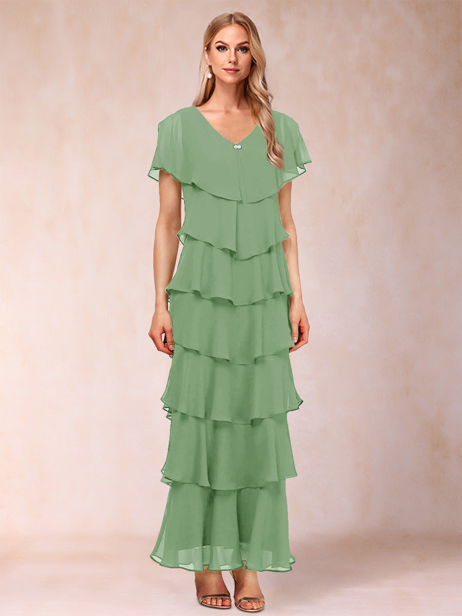 Mirabelle Dawn Sage Green front view mother of the bride dress