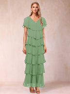 Mirabelle Dawn Sage Green front view mother of the bride dress