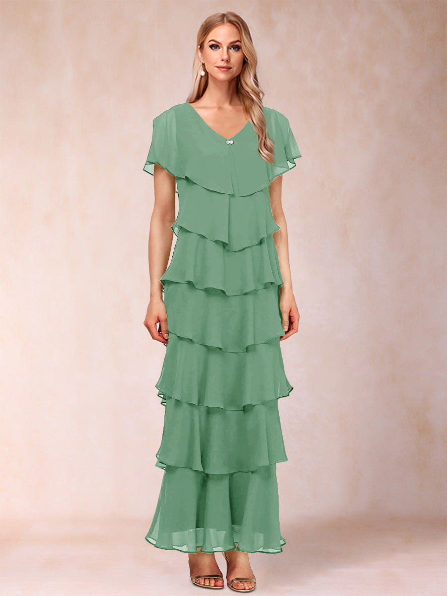 Mirabelle Dawn Eucalyptus front view mother of the bride dress