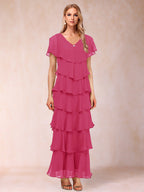 Mirabelle Dawn Fuchsia front view mother of the bride dress