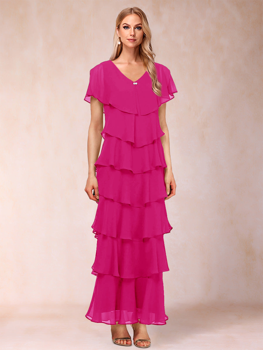 Mirabelle Dawn Fuchsia back view mother of the bride dress