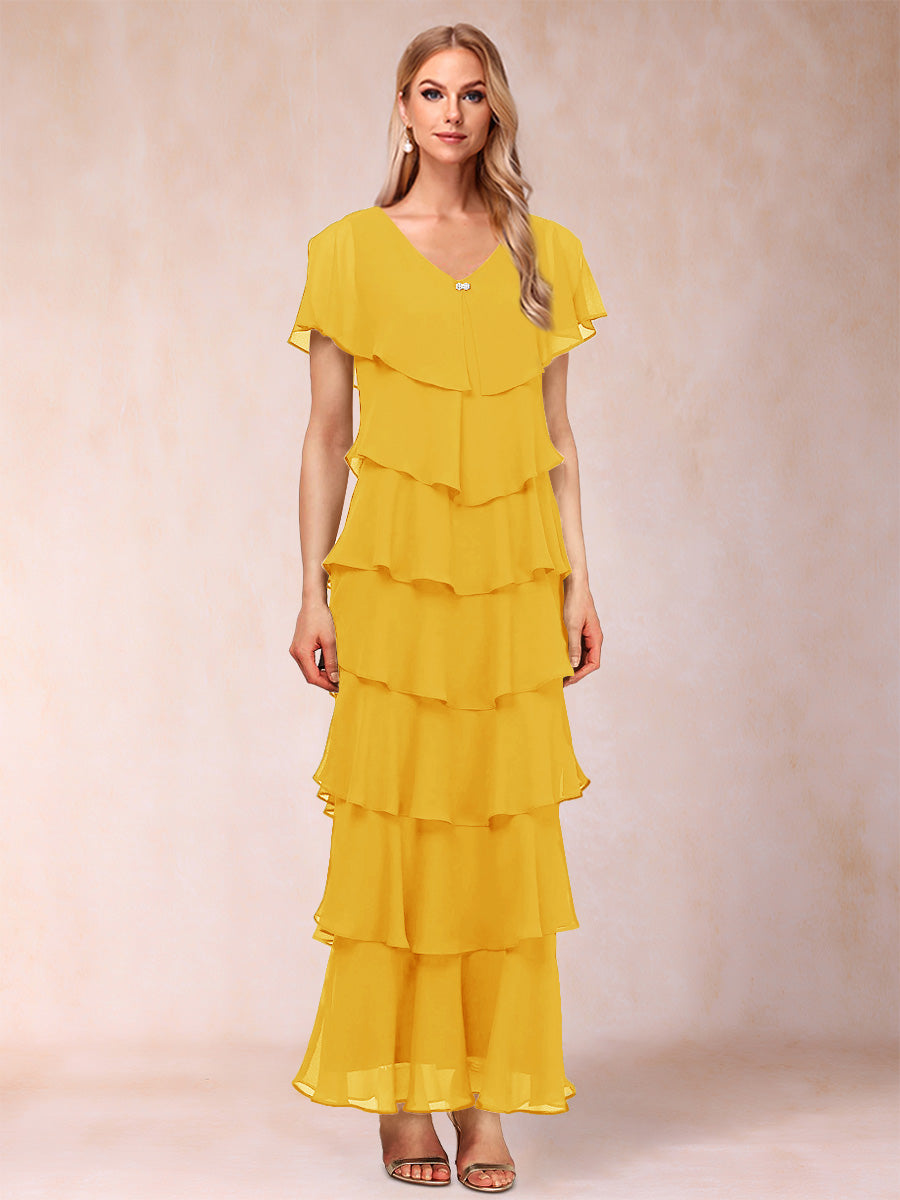 Mirabelle Dawn Gold front view mother of the bride dress