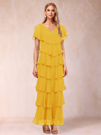 Mirabelle Dawn Gold front view mother of the bride dress
