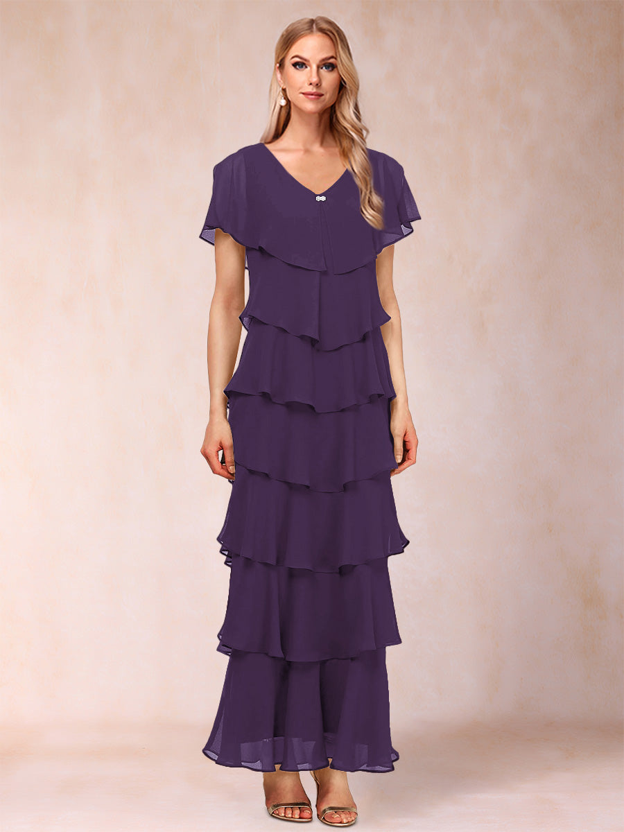 Mirabelle Dawn Grape front view mother of the bride dress