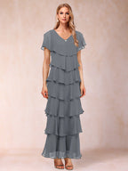 Mirabelle Dawn Grey front view mother of the bride dress