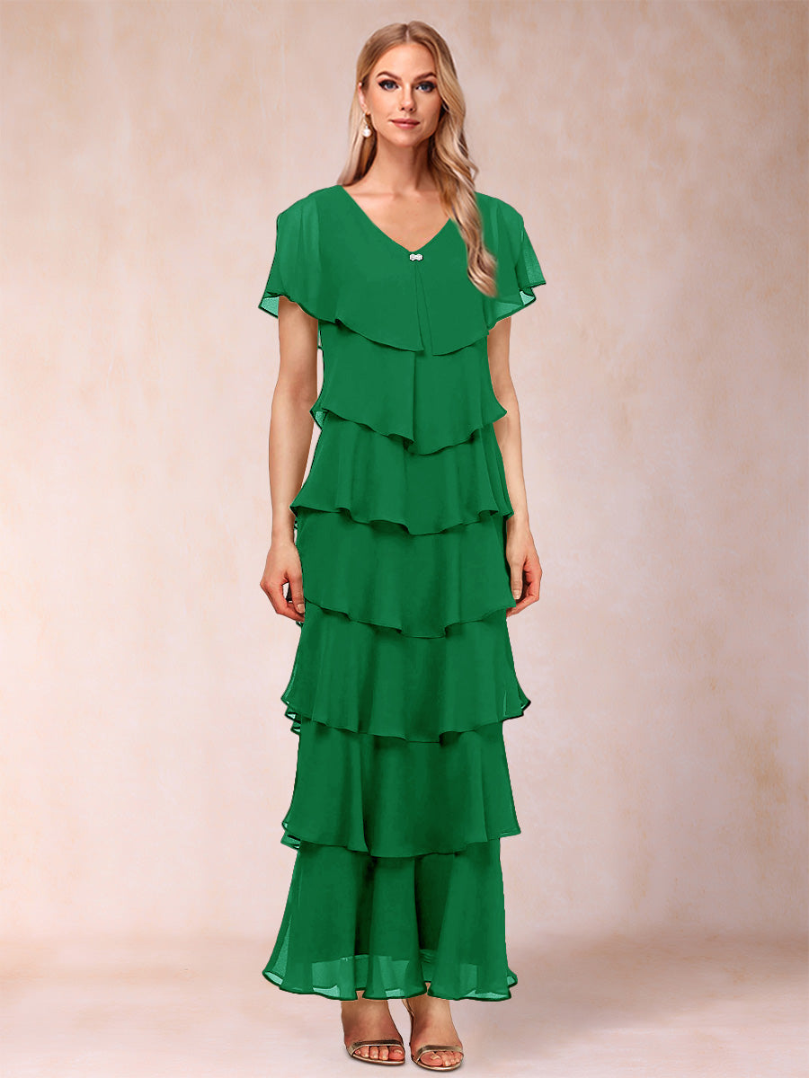 Mirabelle Dawn Forest Green front view mother of the bride dress