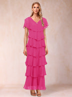 Mirabelle Dawn Hot Pink front view mother of the bride dress
