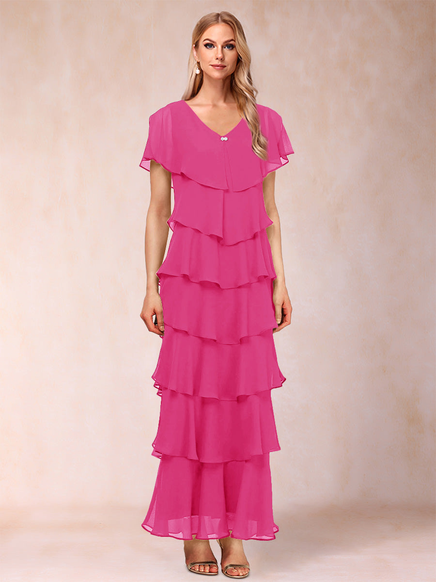 Mirabelle Dawn Hot Pink front view mother of the bride dress