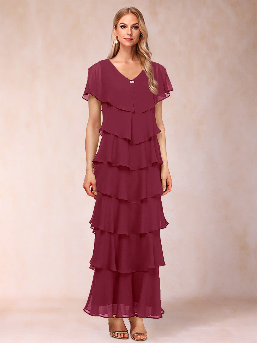Mirabelle Dawn Burgundy back view mother of the bride dress