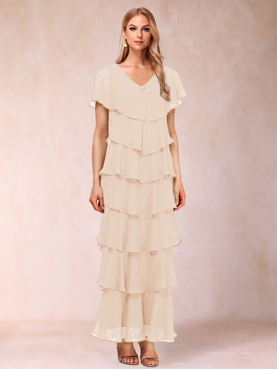 Mirabelle Dawn Champagne back view mother of the bride dress