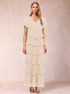 Mirabelle Dawn Champagne back view mother of the bride dress