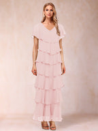 Mirabelle Dawn Pearl Pink back view mother of the bride dress