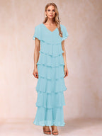 Mirabelle Dawn Sky Blue back view mother of the bride dress
