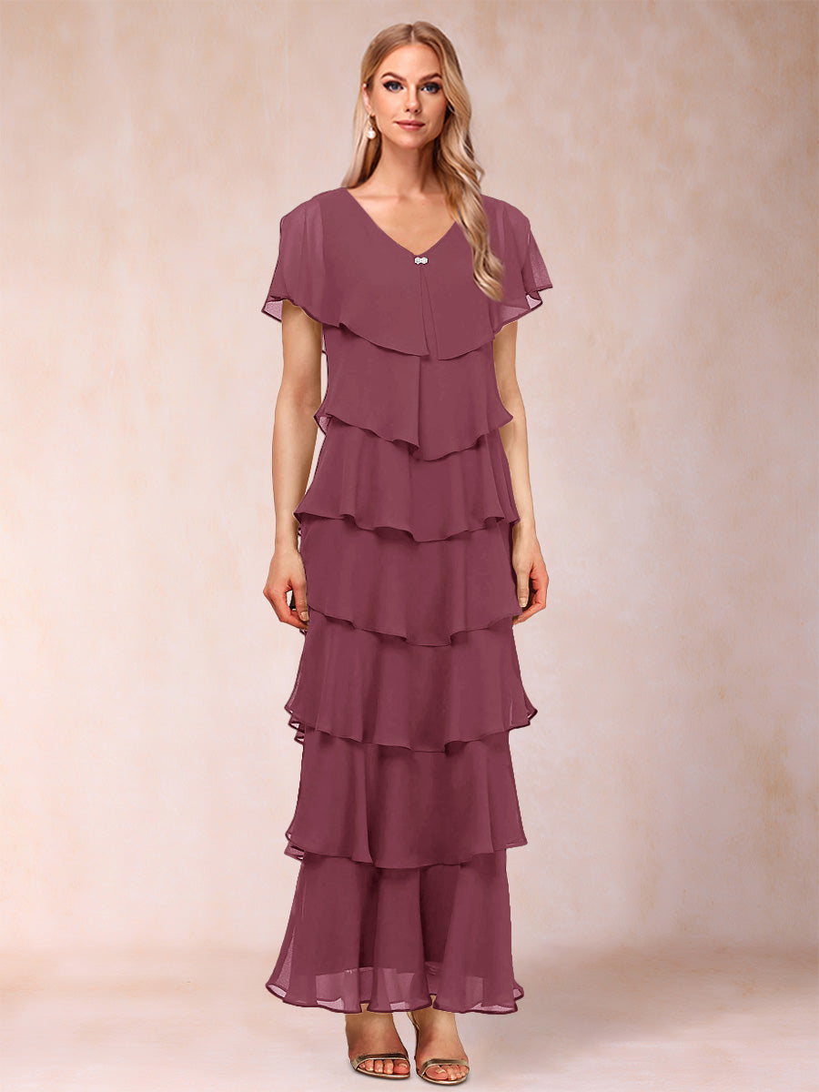 Mirabelle Dawn Plum front view mother of the bride dress