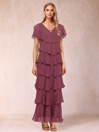 Mirabelle Dawn Plum front view mother of the bride dress