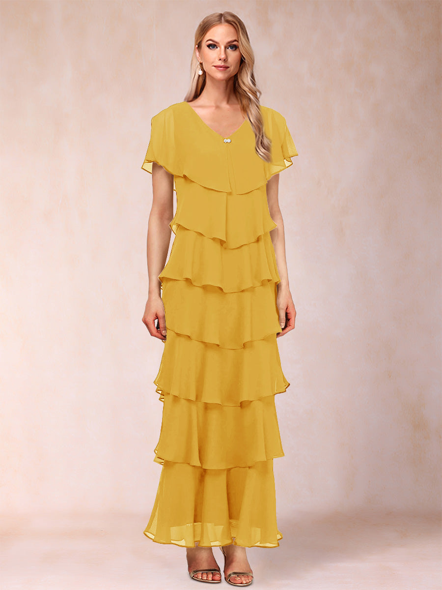 Mirabelle Dawn Gold back view mother of the bride dress