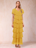 Mirabelle Dawn Gold back view mother of the bride dress
