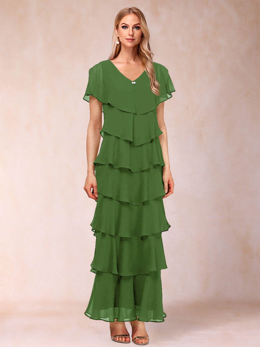 Mirabelle Dawn Olive Green front view mother of the bride dress