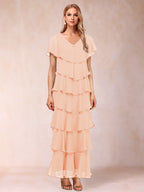 Mirabelle Dawn Peach front view mother of the bride dress