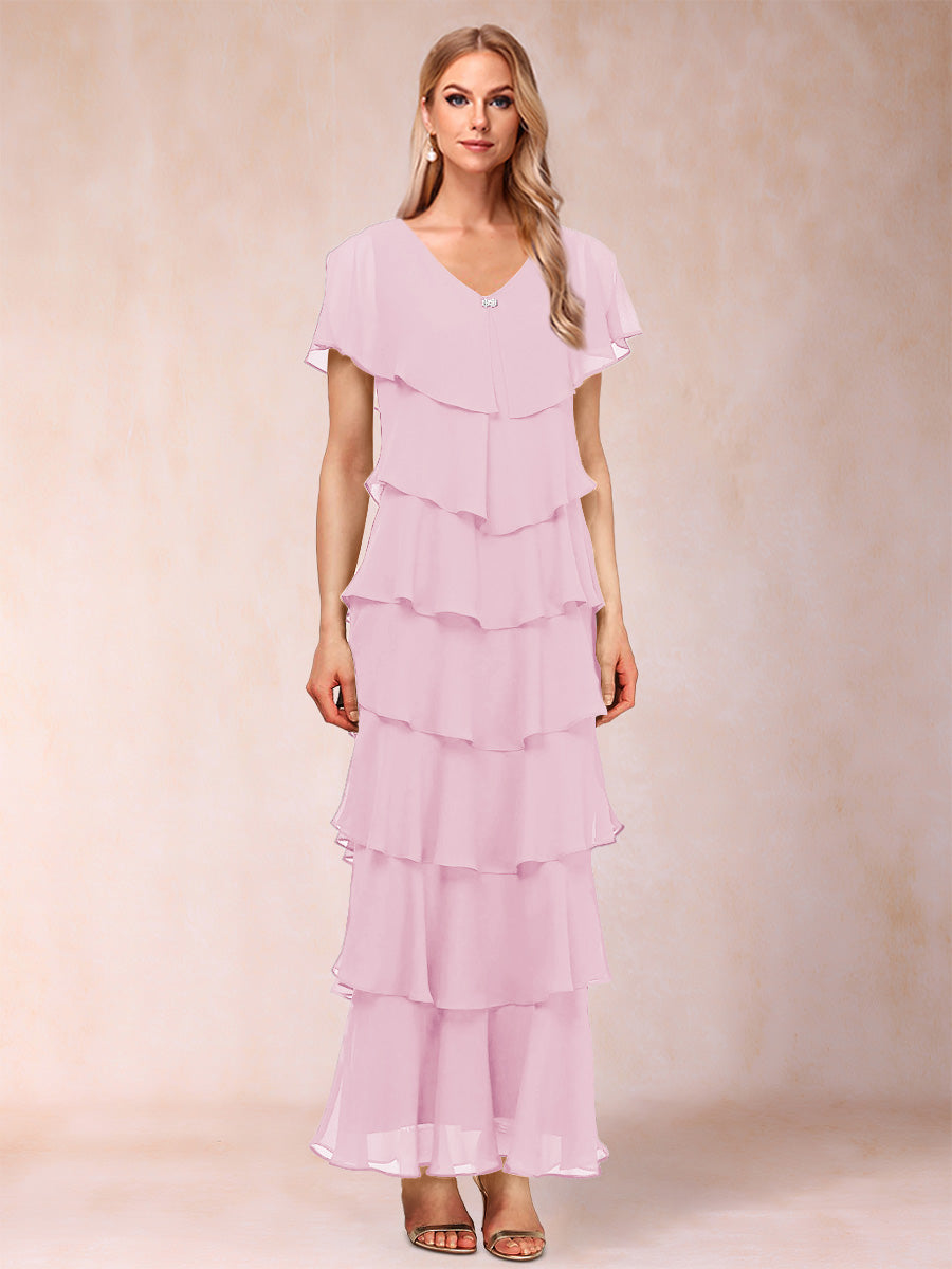 Mirabelle Dawn Rose Pink front view mother of the bride dress