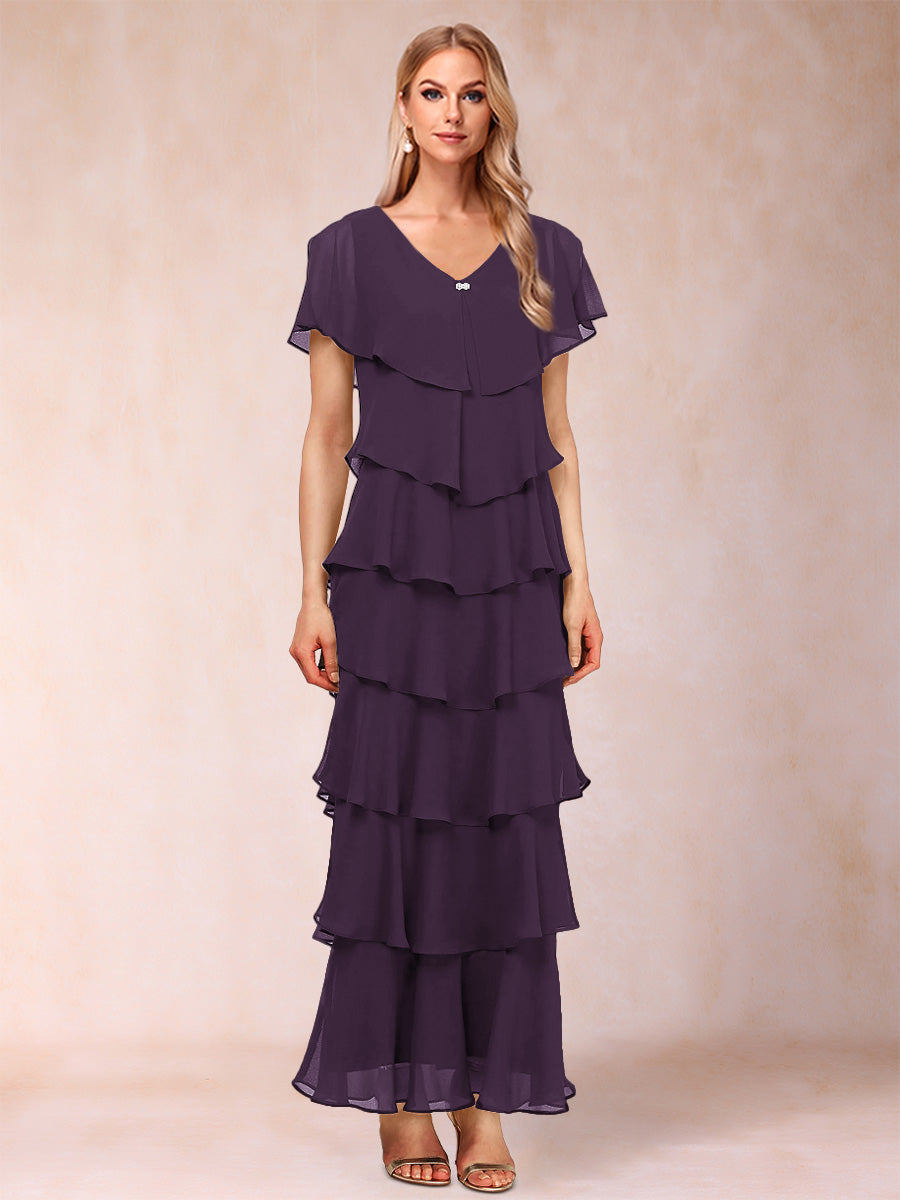 Mirabelle Dawn Plum back view mother of the bride dress