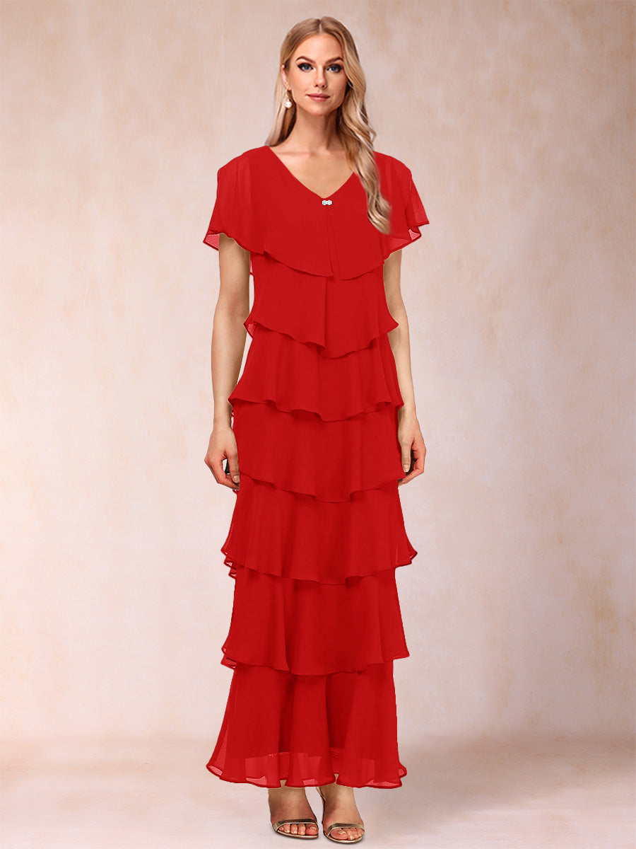Mirabelle Dawn Red front view mother of the bride dress