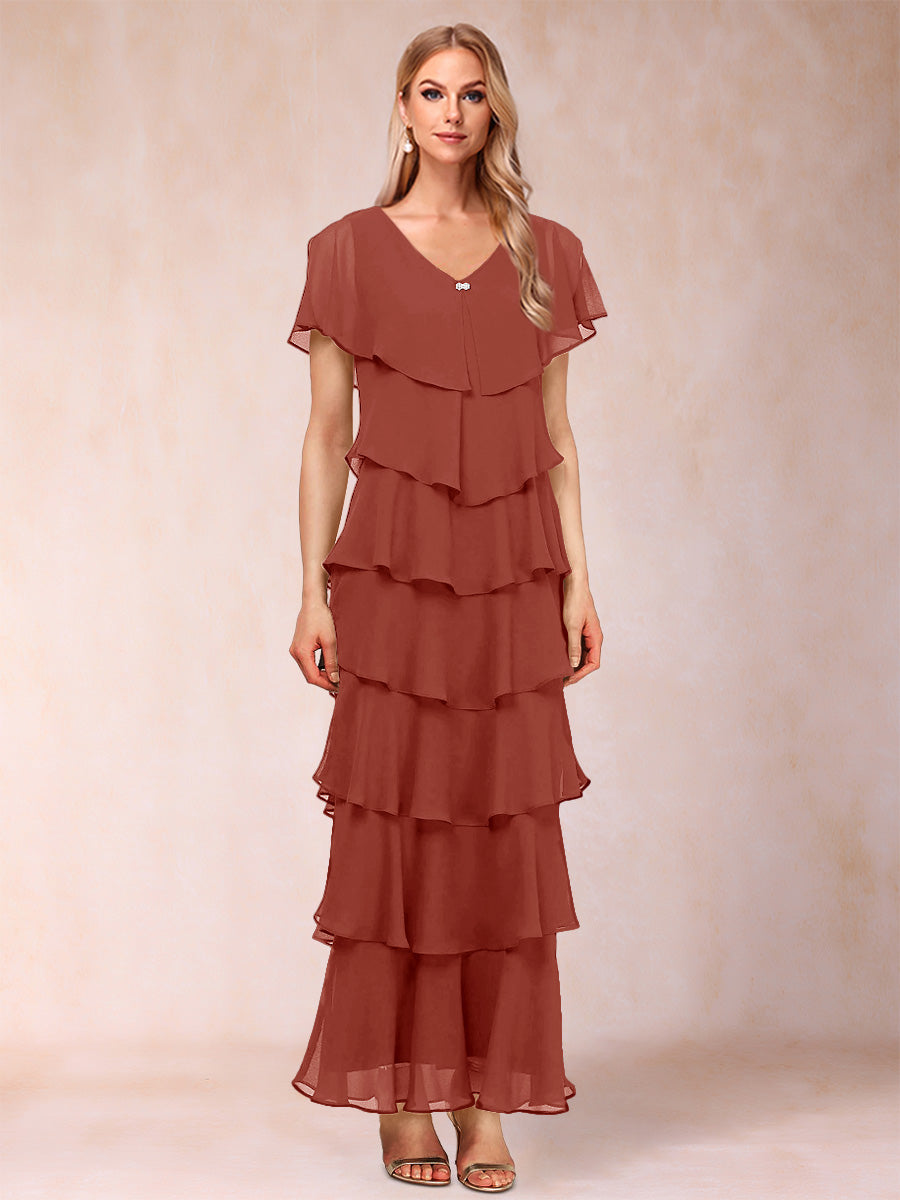 Mirabelle Dawn Rust front view mother of the bride dress