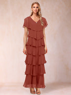 Mirabelle Dawn Rust front view mother of the bride dress
