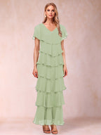 Mirabelle Dawn Sage Green back view mother of the bride dress
