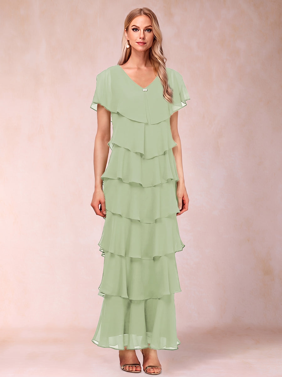 Mirabelle Dawn Sage Green back view mother of the bride dress