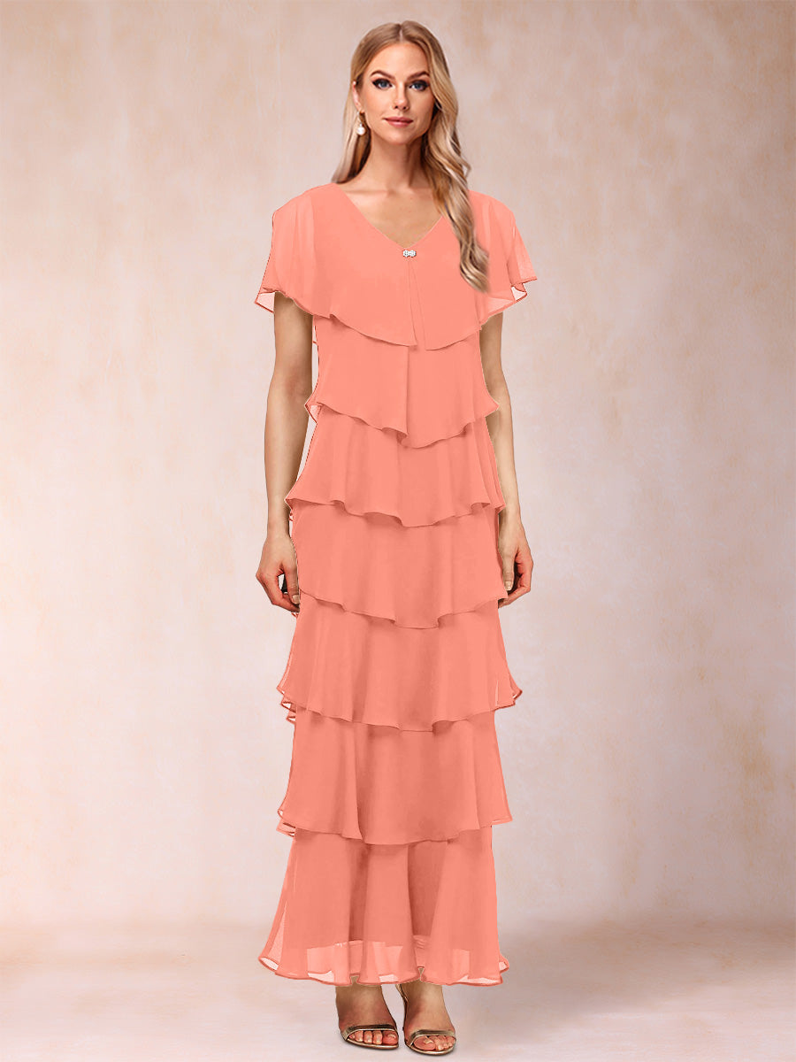 Mirabelle Dawn Coral front view mother of the bride dress