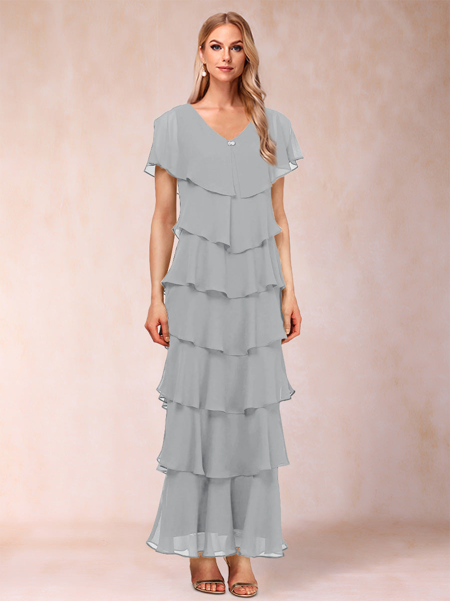 Mirabelle Dawn Silver front view mother of the bride dress