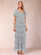 Mirabelle Dawn Silver front view mother of the bride dress