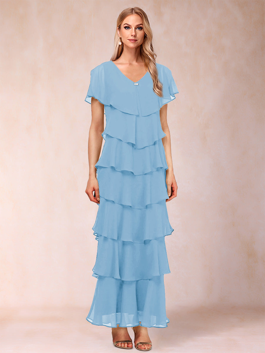 Mirabelle Dawn Sky Blue side view mother of the bride dress