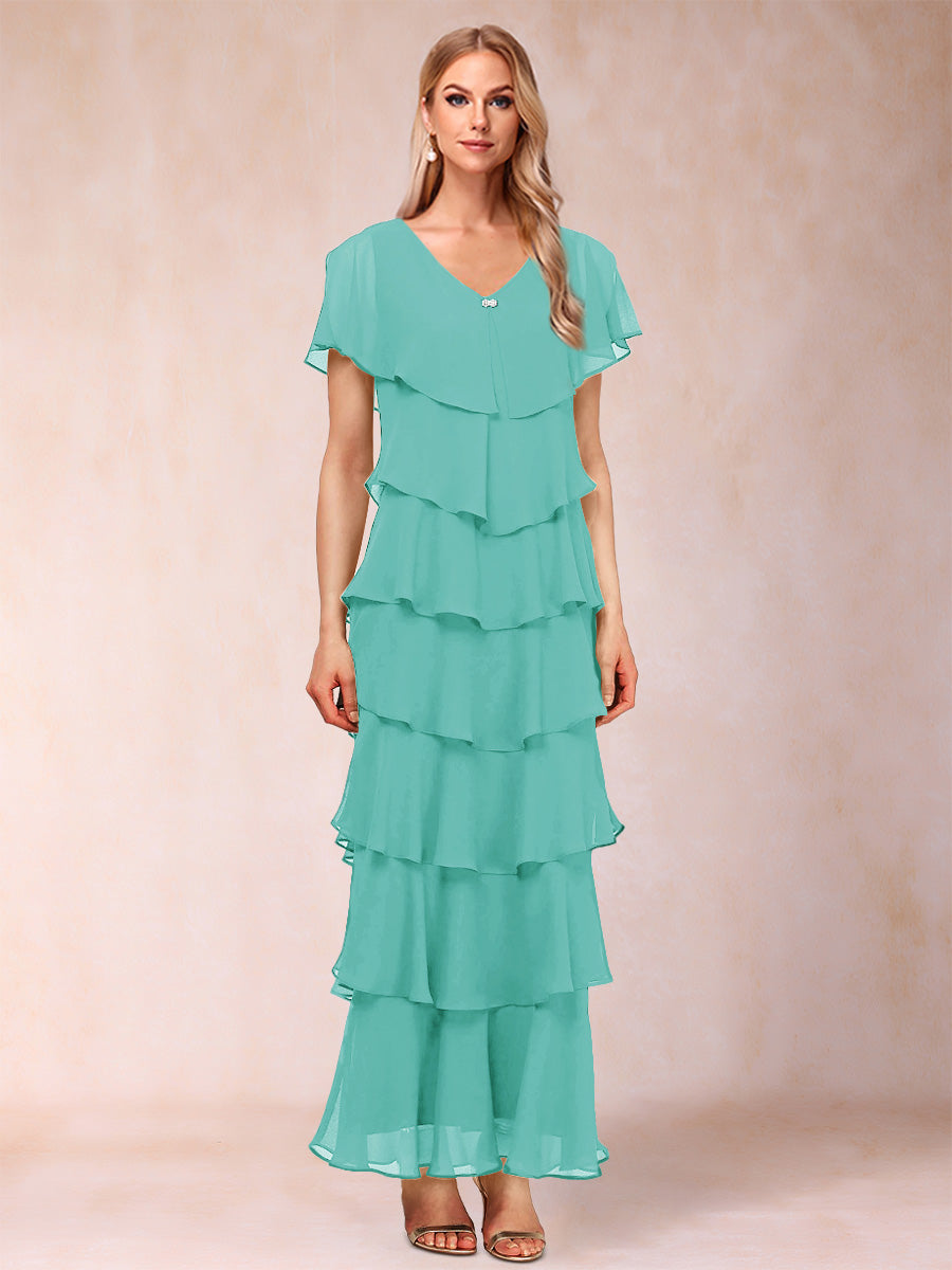 Mirabelle Dawn Pool Blue back view mother of the bride dress