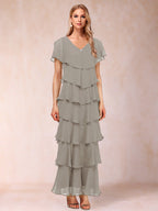Mirabelle Dawn Taupe front view mother of the bride dress